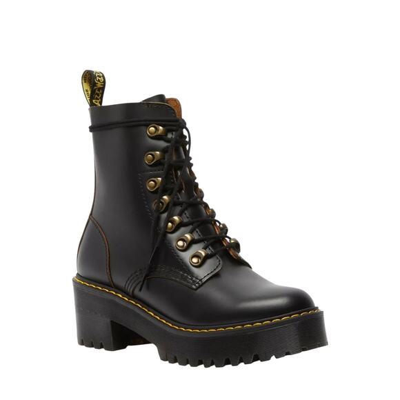 NEW! Dr. Martens Leona Black Vintage Smooth Leather Heeled Boots - Siize 11 - Picture 5 of 16